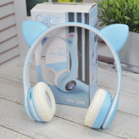 Беспроводные наушники с ушками 23М детские Bluetooth MP3 Голубые