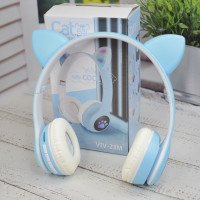 Бездротові навушники з вушками 23М дитячі Bluetooth MP3 Блакитні