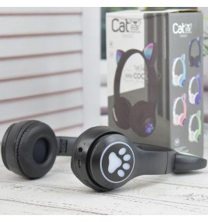 Беспроводные наушники с ушками 23М детские Bluetooth MP3 Черные