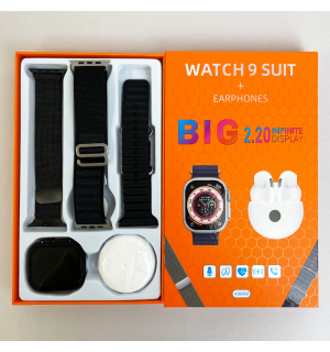 Smart watch Ultra 8 Черний + Міланьска петля + Нейлоновий ремінець + Навушники Air Pro 6