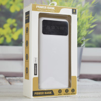Повербанк с20 на 30000 mAh зі встроїними кабелями PowerBank для портативної техніки Білий