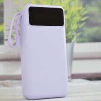 Повербанк с20 на 30000 mAh с встроенными кабелями PowerBank для портативной техники Сиреневый