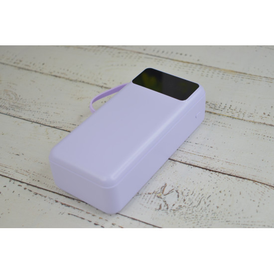 Повербанк с20 на 30000 mAh с встроенными кабелями PowerBank для портативной техники Сиреневый