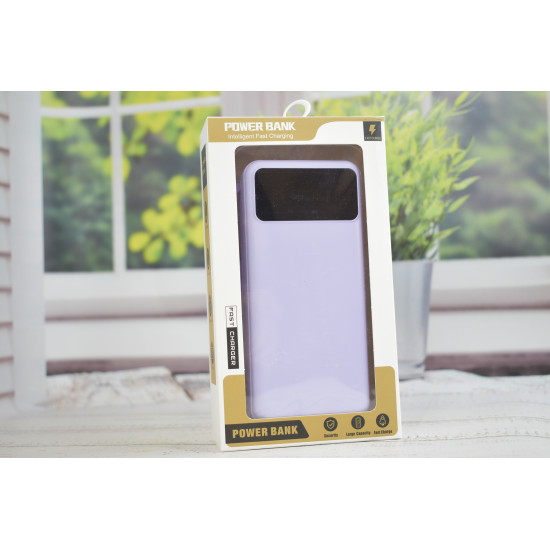 Повербанк с20 на 30000 mAh с встроенными кабелями PowerBank для портативной техники Сиреневый