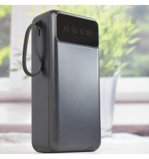 Повербанк с20 на 30000 mAh зі встроїними кабелями PowerBank для портативної техніки Чорний