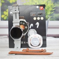 Комплект D21 Смарт часы watch с двумя ремешками в комплекте и беспроводные наушники с индикатором заряда Серый