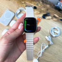 Набор 6 в 1 Smart Watch Ultra Белый + Наушники Air pro Вакуумные беспроводной Павербанк Блок питания беспроводная зарядка