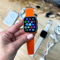 Набор 6 в 1 Smart Watch Ultra Оранжевый + Наушники Air pro Вакуумные беспроводной Павербанк Блок питания беспроводная зарядка