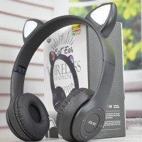 Наушники с ушками беспроводные P47M с подсветкой Bluetooth Черные