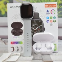 Комплект WK76 BIG 2.02 – Смарт часы + 3 ремешка + TWS вакуумные наушники Серые