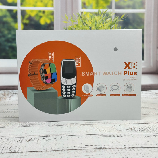 Комплект X8Plus Smart Watch Ultra 2 + Air pro + Павербанк + Телефон White