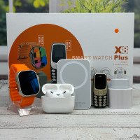 Комплект X8Plus Smart Watch Ultra 2 + Air pro + Павербанк + Телефон Orange