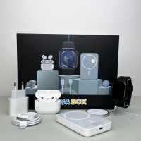 Комплект Megabox (6в1) Smart Watch 9 Навушники Air pro Вакуумні бездротовий Павербанк  Black
