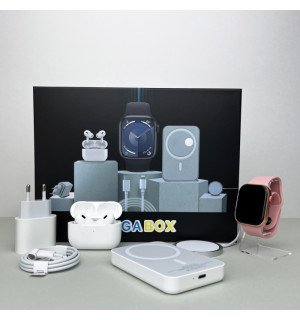 Комплект Megabox (6в1)  Smart Watch 9 Навушники Air pro Вакуумні бездротовий Павербанк Pink