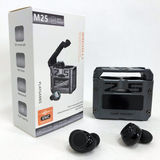 Беспроводные наушники TWS M25| Bluetooth 5.3 игровые наушники с двойным режимом, механические армированные, с микрофоном