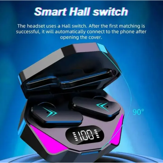 Бездротові навушники Smart TWS X15 вакуумні ігрові bluetooth 5.0 з RGB LED підсвічуванням та шумозаглушенням