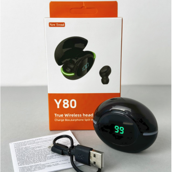 Наушники беспроводные Y80 TWS Bluetooth с микрофоном, вакуумные сенсорные