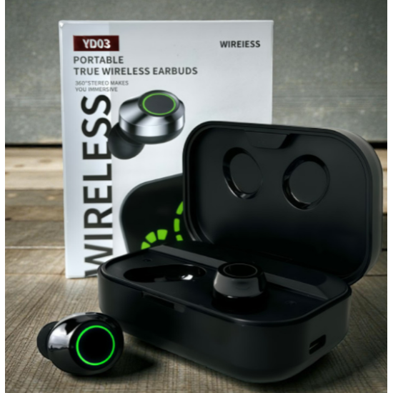 Наушники YD03 TWS Bluetooth, сенсорные беспроводные наушники с кейсом зарядки и басами