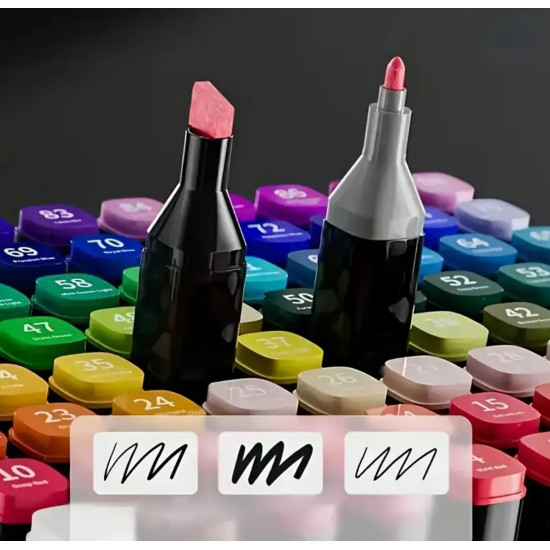 Маркеры для рисования 120 шт в чехле - спиртовые, двусторонние, яркие цвета