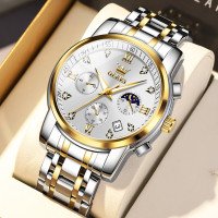 Годинник Olevs 2858 White Accents | Стильний чоловічий годинник з білими акцентами, кварцовий механізм, водозахист