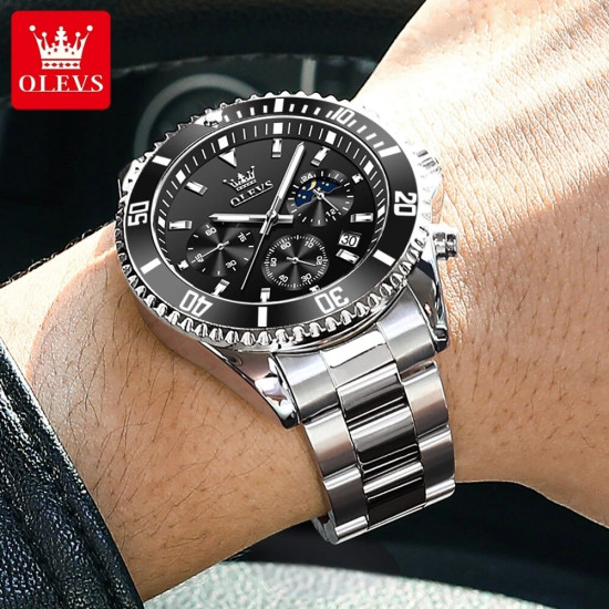 Брендовые мужские часы OLEVS 2870 – кварцевый механизм, спортивный стиль