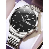 Часы мужские Olevs 2943 Quartz Black Silver | Классический деловой стиль с датой