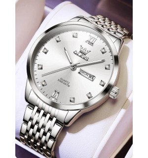 Годинник Olevs 2943 White Natural | Стильний класичний чоловічий наручний годинник у світлих тонах