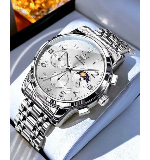 Стильний чоловічий годинник Olevs 3628 White Natural, класика