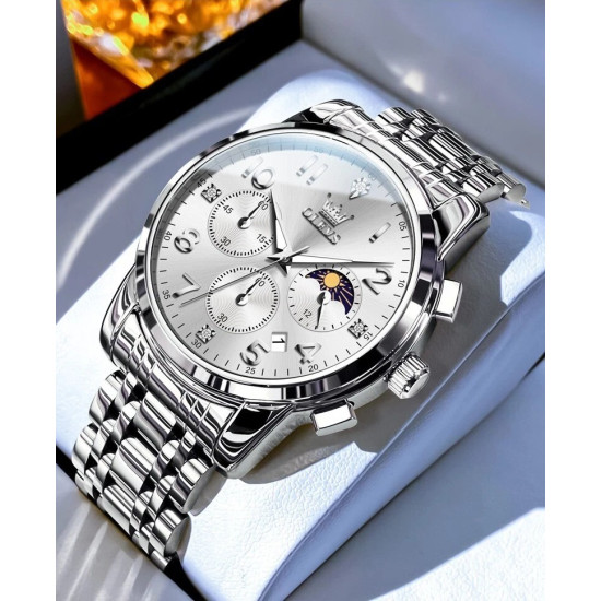 Стильний чоловічий годинник Olevs 3628 White Natural, класика