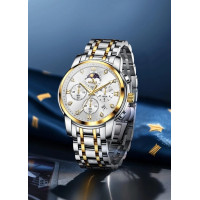 Годинник Olevs 3655 чоловічий, White Accents, сталевий, бізнес стиль