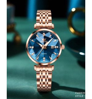 Olevs 5536 Rose Blue жіночий класичний годинник преміум стиль