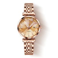 Женские часы Olevs 5536 Rose Gold кварцевые, наручные, с браслетом розовое золото