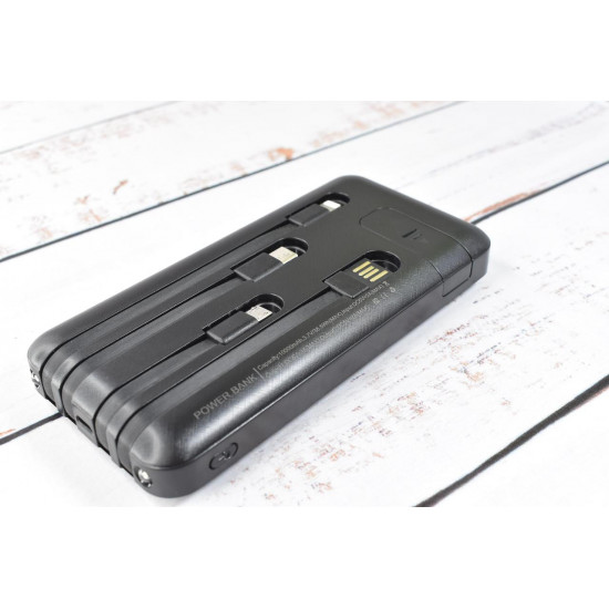 Solar Power Bank Павербанк з сонячною батареєю + ліхтарик 10000 mAh Black