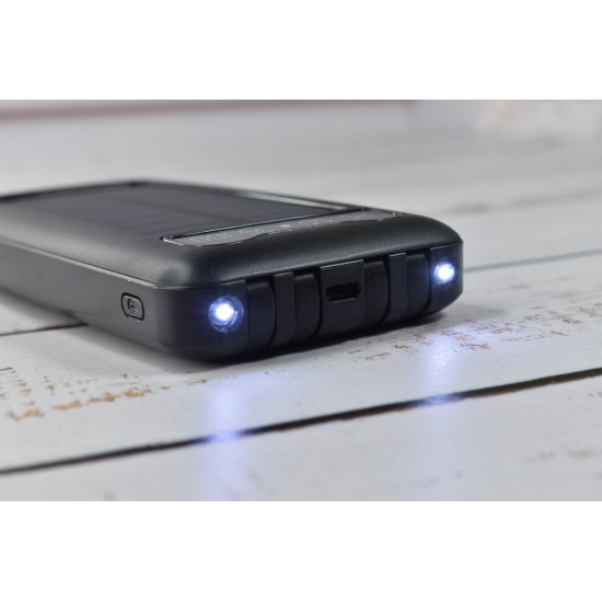 Solar Power Bank Павербанк з сонячною батареєю + ліхтарик 10000 mAh Black