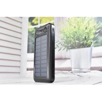 Solar Power Bank Павербанк с солнечной батареей + фонарик 10000 mAh Black