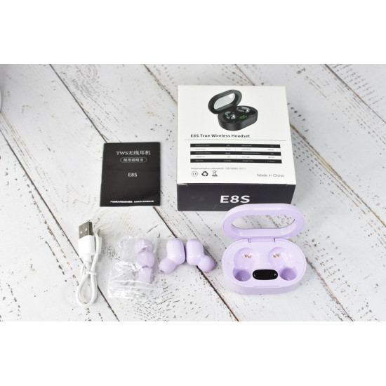 Беспроводные вакуумные сенсорные наушники E8S Games stereo earphones Lilac