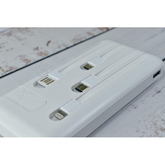 Solar Power Bank Павербанк с солнечной батареей + фонарик 10000 mAh White