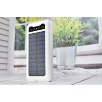 Solar Power Bank Павербанк з сонячною батареєю + ліхтарик 10000 mAh White