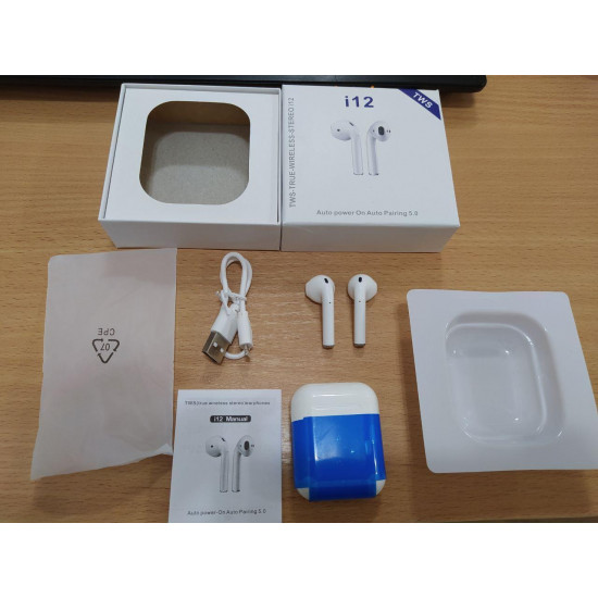 Бездротові сенсорні Bluetooth навушники HBQ I12 TWS Білі, Глянсові