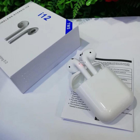 Бездротові сенсорні Bluetooth навушники HBQ I12 TWS Білі, Глянсові
