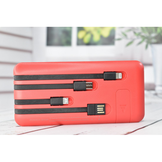 Smart Power Box Павербанк з швидкою зарядкаю + Ліхтарик 10000 mAh Red