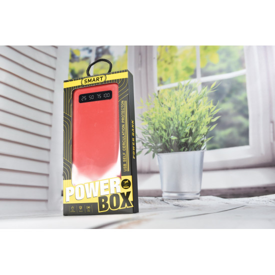 Smart Power Box Павербанк з швидкою зарядкаю + Ліхтарик 10000 mAh Red