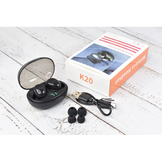 Беспроводные сенсорные наушники з мікрофоном AirDots K20 вакуумні Black