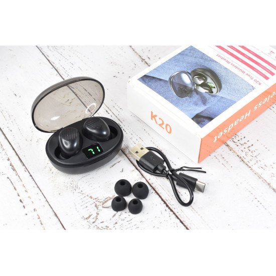 Беспроводные сенсорные наушники з мікрофоном AirDots K20 вакуумні Black