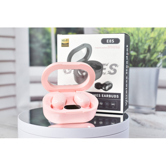Беспроводные вакуумные сенсорные наушники E8S Games stereo earphones Pink