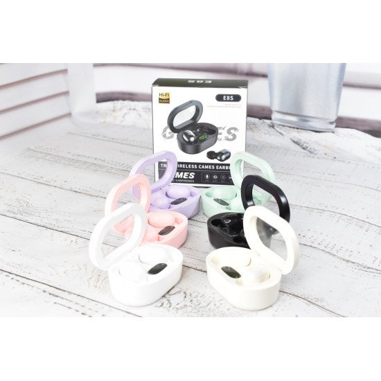 Беспроводные вакуумные сенсорные наушники E8S Games stereo earphones Pink